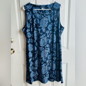 Tommy Hilfiger Blue Floral Sleeveless A-line Dress Women’s Size 16 Knee Length